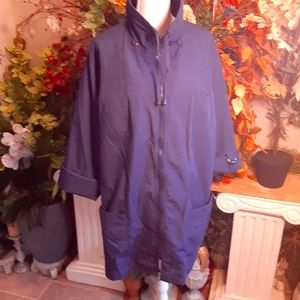 Vtg. AURORA INTERNATIONAL, Cotton Blend, Lined, Hi Neck Windbreaker,  Size 26WP